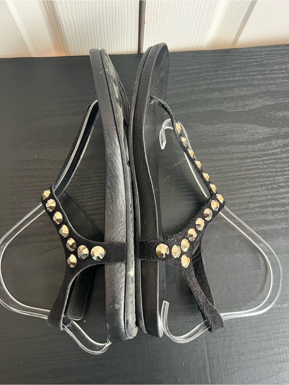 Pedro Garcia Judith Black Swarovski Crystal-Embellished T-Strap Sandals size 9 - Picture 8 of 10